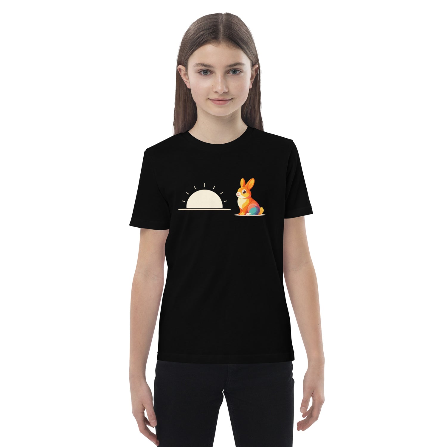 Black organic cotton kids fox t-shirt