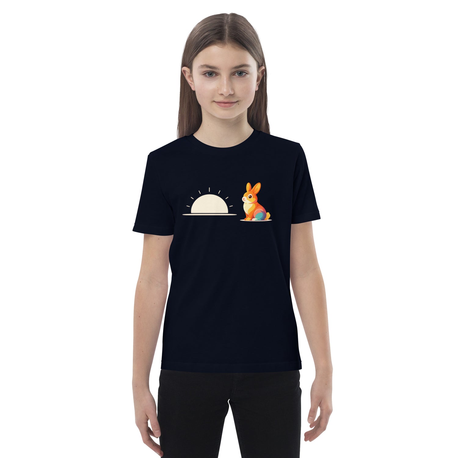 Navy organic cotton kids fox t-shirt