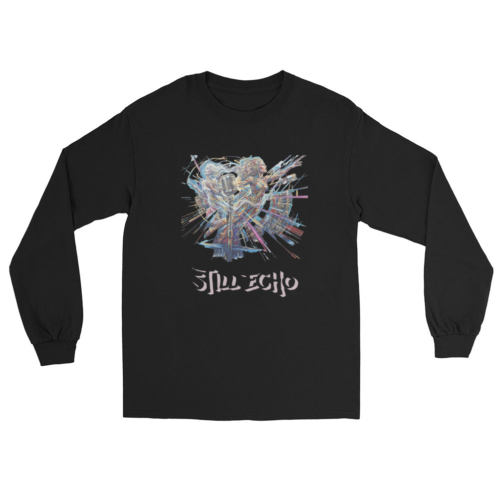 Black long sleeve shirt with printed chest design