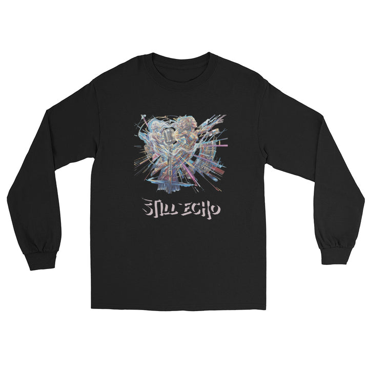 Black long sleeve shirt with printed chest design