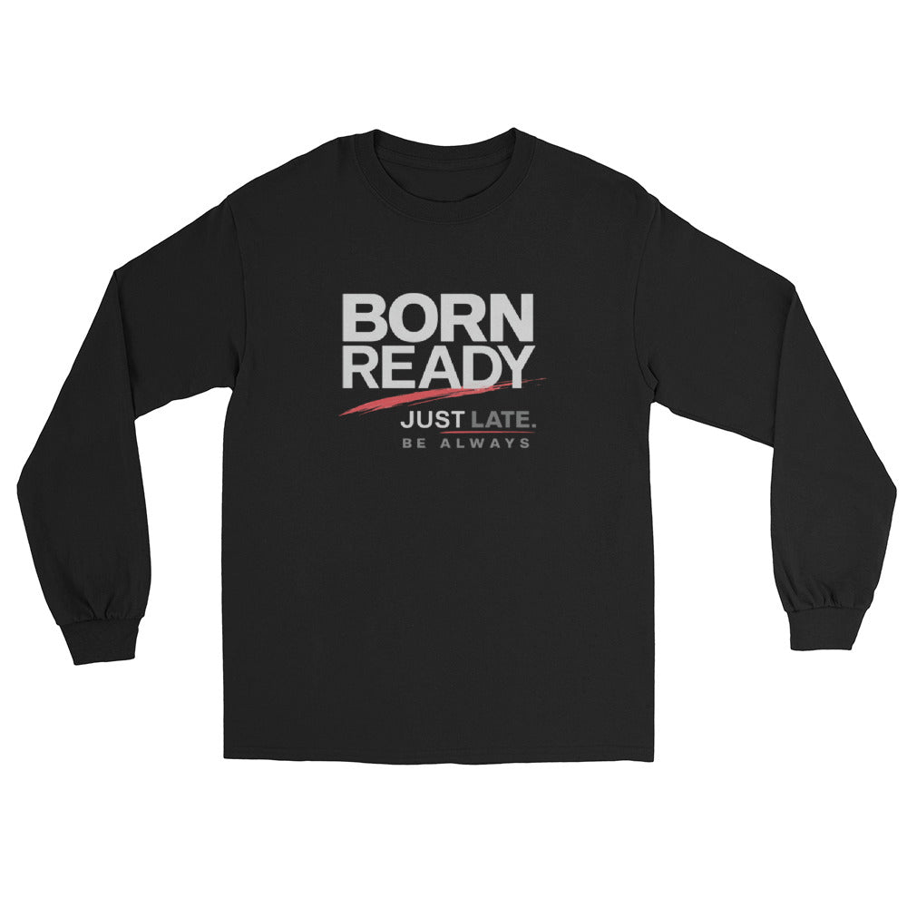 Black long sleeve shirt with Born Real chest print
