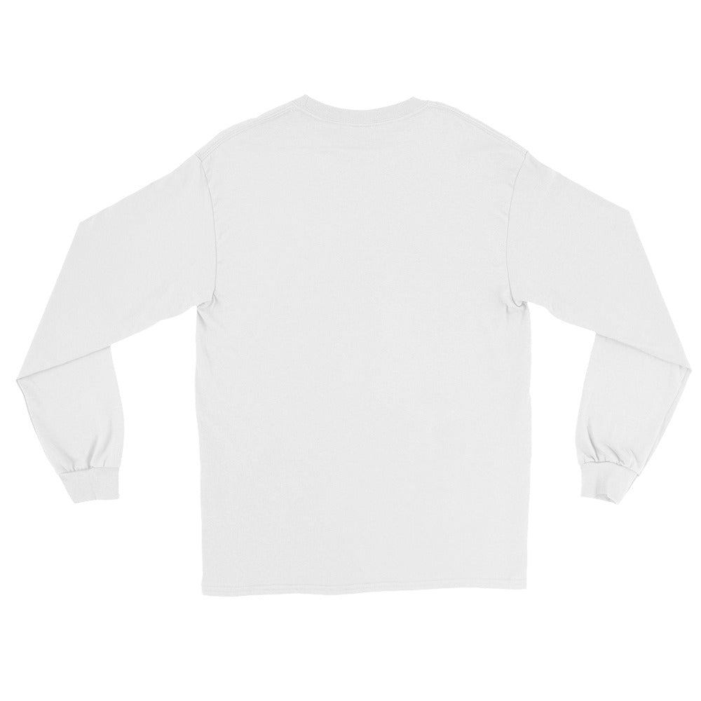 Back view of white long sleeve shirt