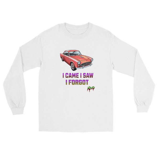White long sleeve shirt with a red car graphic