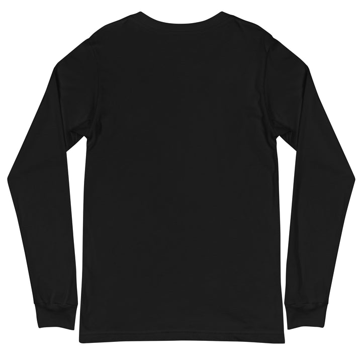 Black long sleeve crew neck shirt with back detail