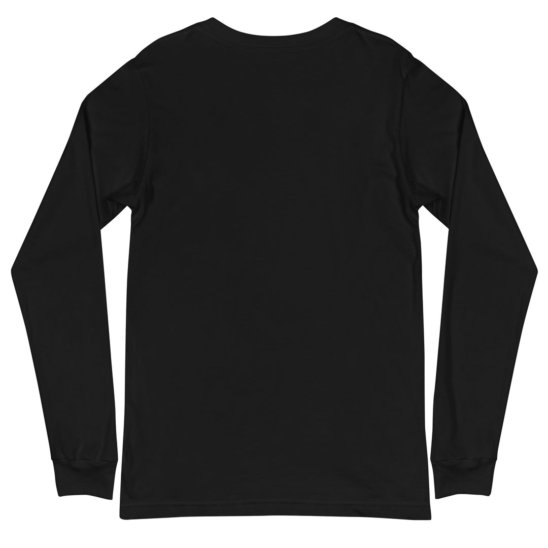 Back view of black long sleeve tee