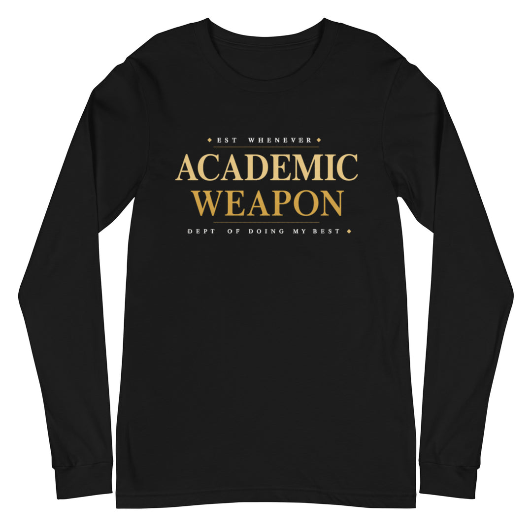 Unisex long sleeve tee front view in black color