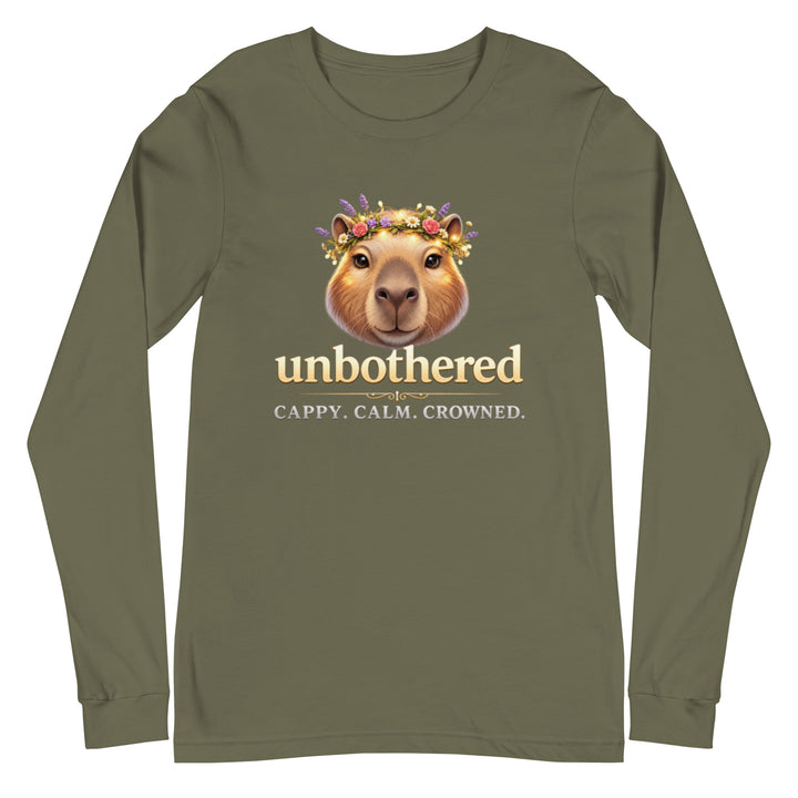 Olive long sleeve shirt with cute graphic print