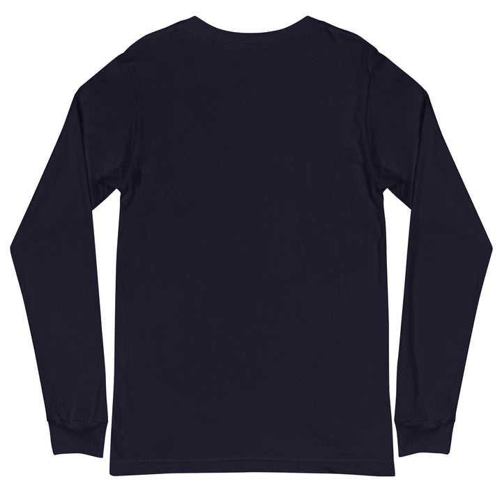 Navy unisex long sleeve tee back view