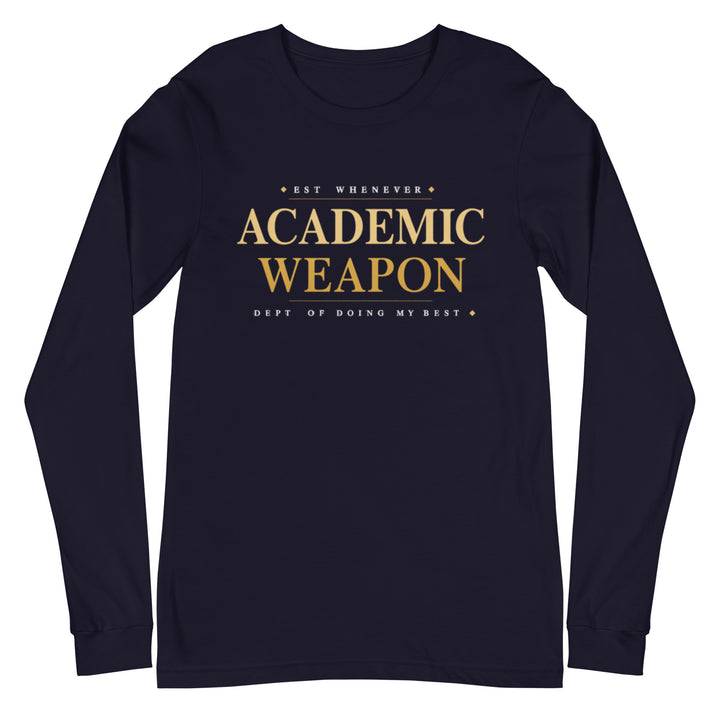 Navy unisex long sleeve tee flat lay shot