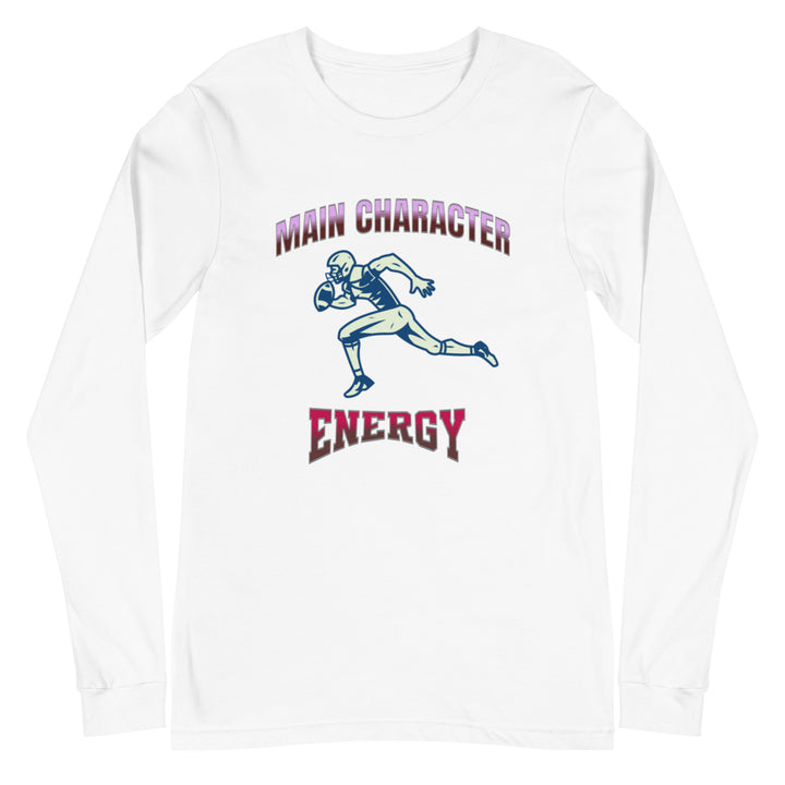 White long sleeve crew neck shirt with front print