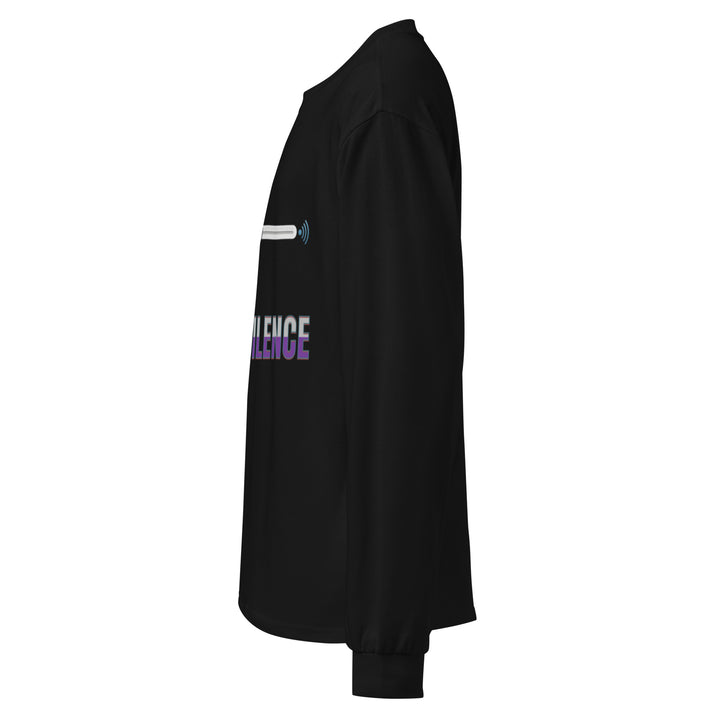 Black Premium Heavyweight Long Sleeve Shirt with Pure Silence print