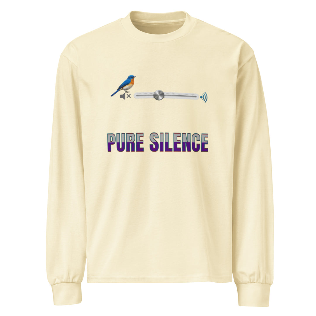 Ivory Premium Heavyweight Long Sleeve Shirt with Pure Silence graphic
