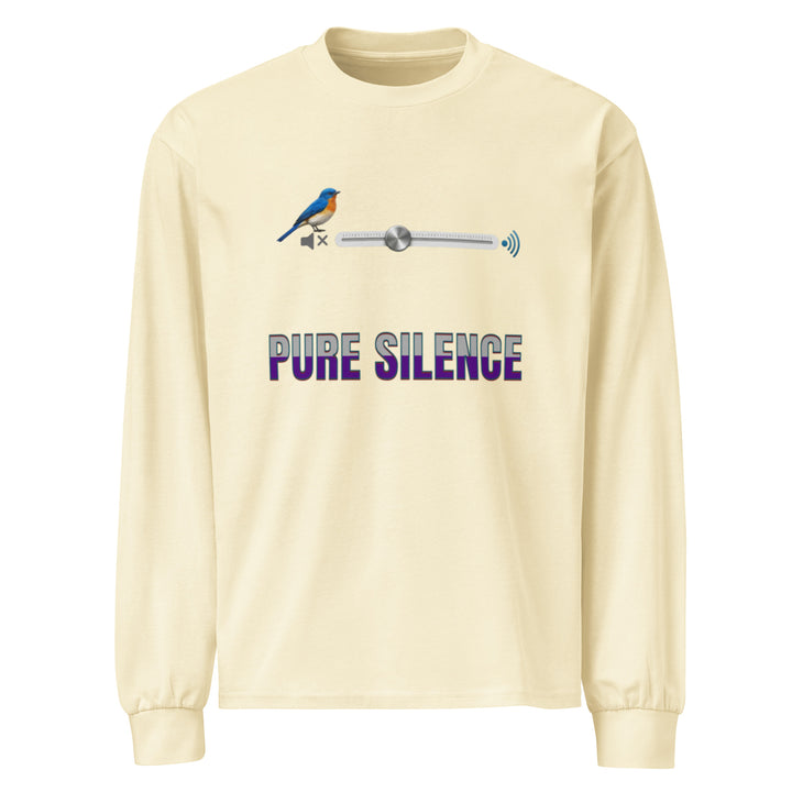 Ivory Premium Heavyweight Long Sleeve Shirt with Pure Silence graphic
