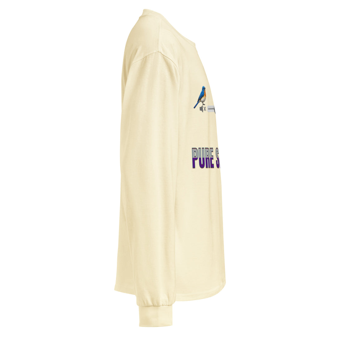 Ivory heavyweight long sleeve shirt featuring bird and sound graphic