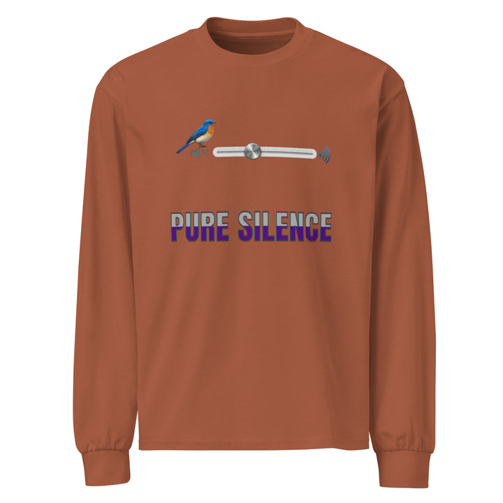 Brown Premium Heavyweight Long Sleeve Shirt with Pure Silence print