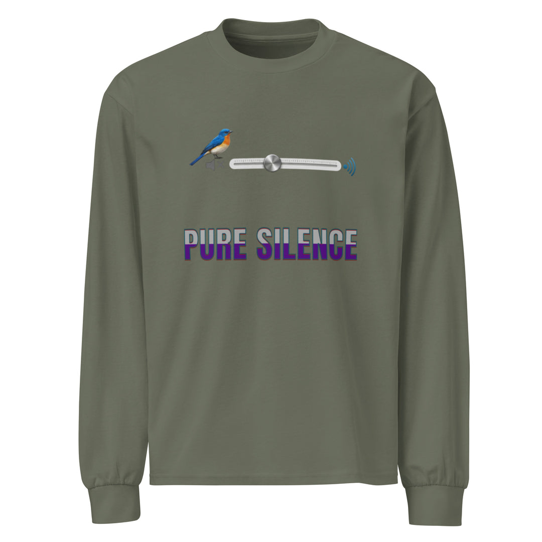 Green Premium Heavyweight Long Sleeve Shirt with Pure Silence graphic