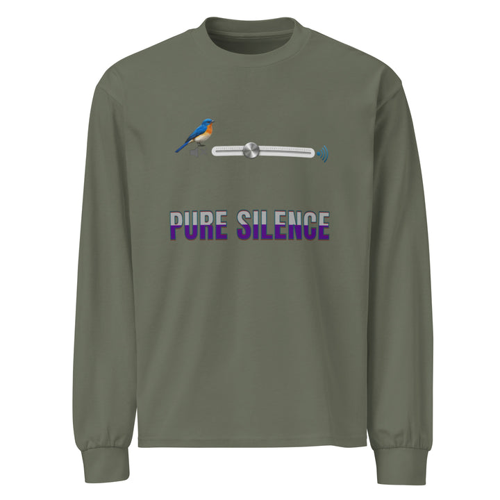 Green Premium Heavyweight Long Sleeve Shirt with Pure Silence graphic